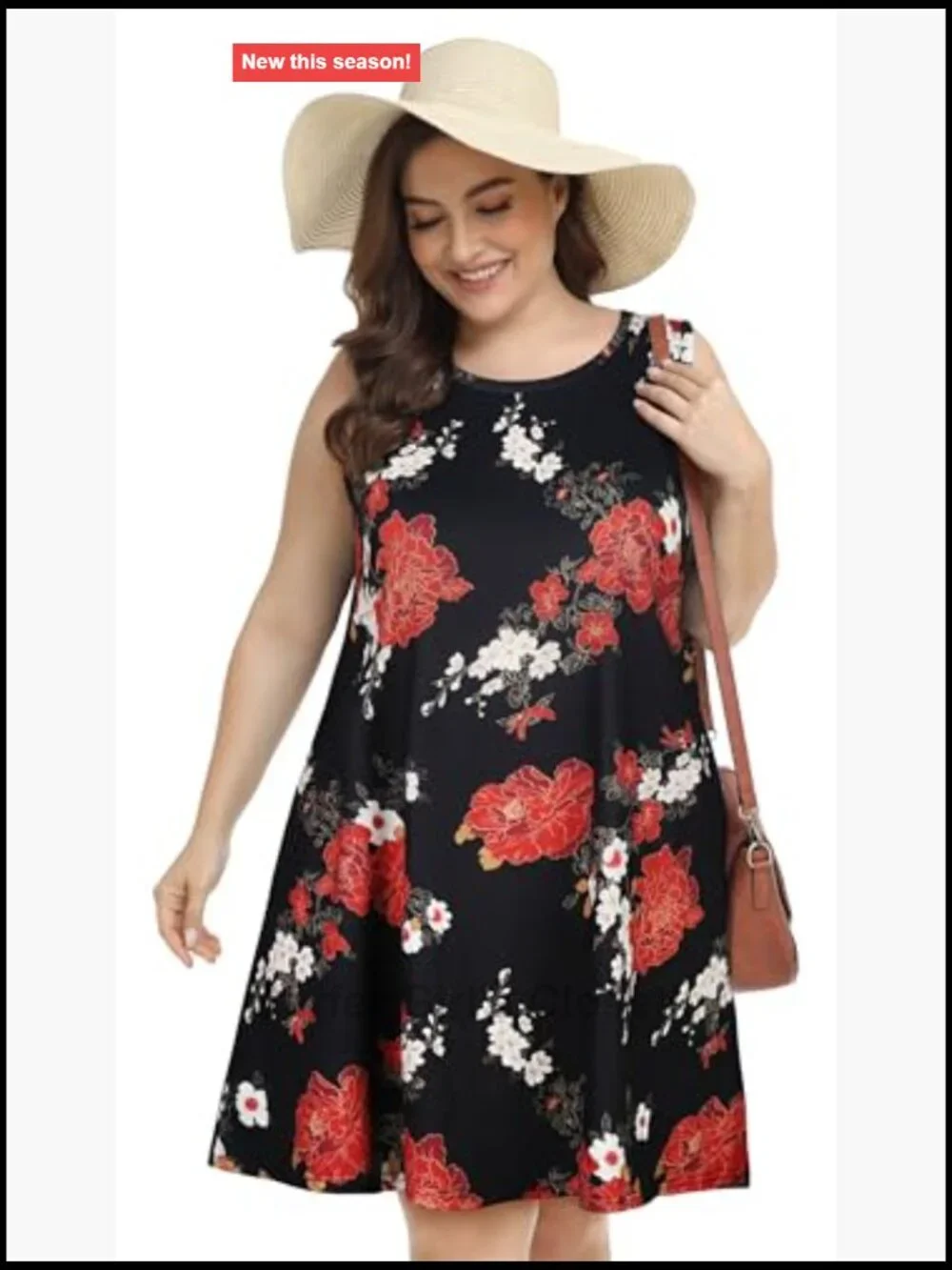 Plus Size Sleeveless Tank Sundress with Pockets Cotton Blend - Picture 4 of 5